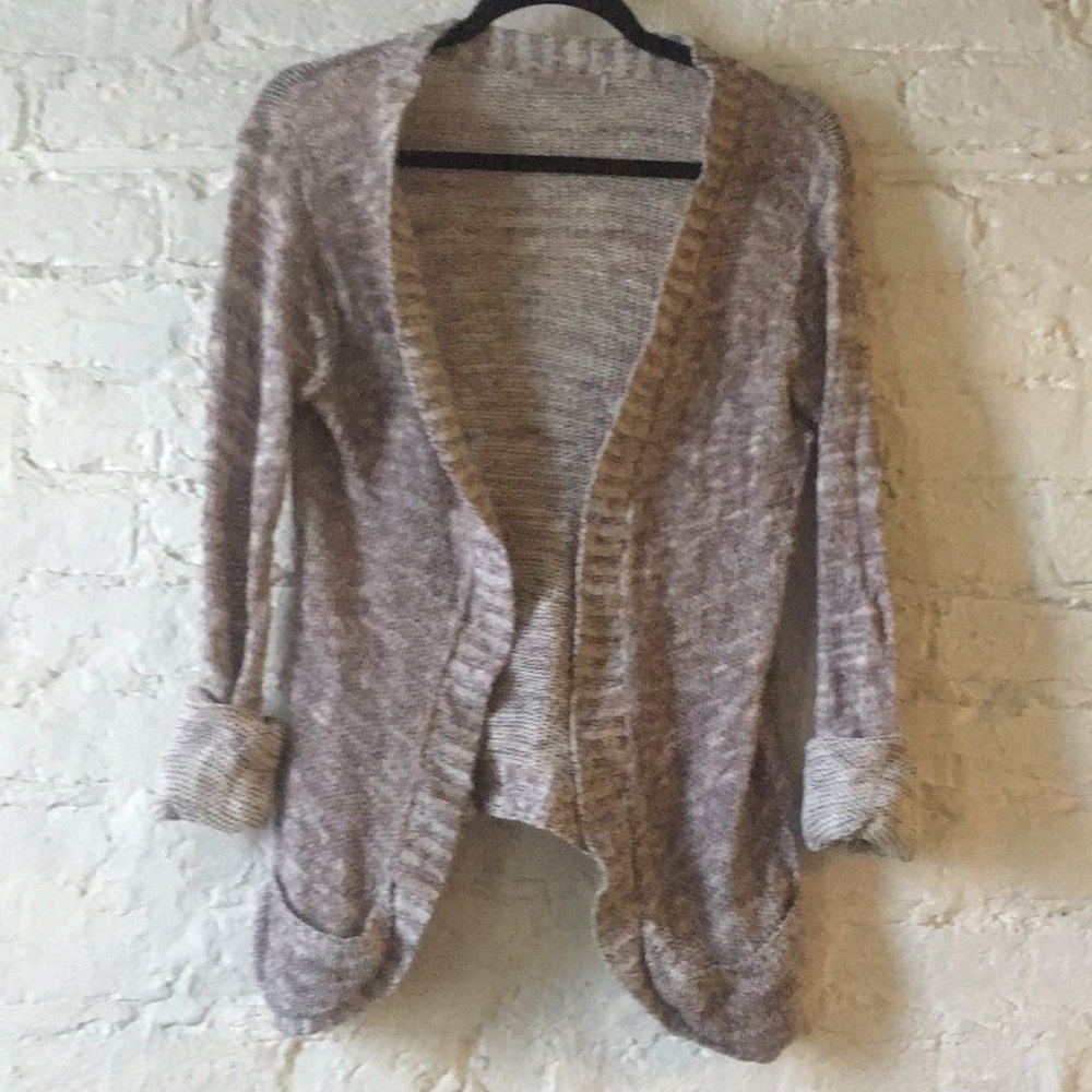 Purple and White Knit Cardigan